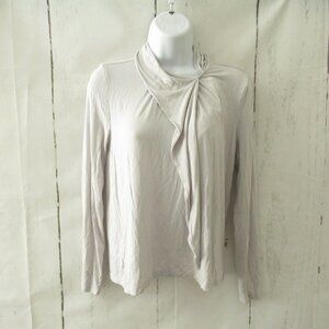 Ann Taylor Top M Petite Gray Long Sleeve